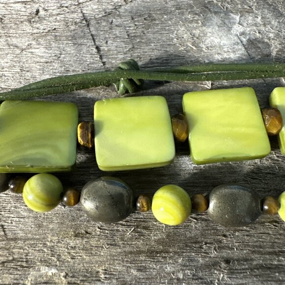 RETIRED Silpada Sterling Silver Bracelet Green MOP Pyrite Tiger Eye B1132 - Picture 6 of 13